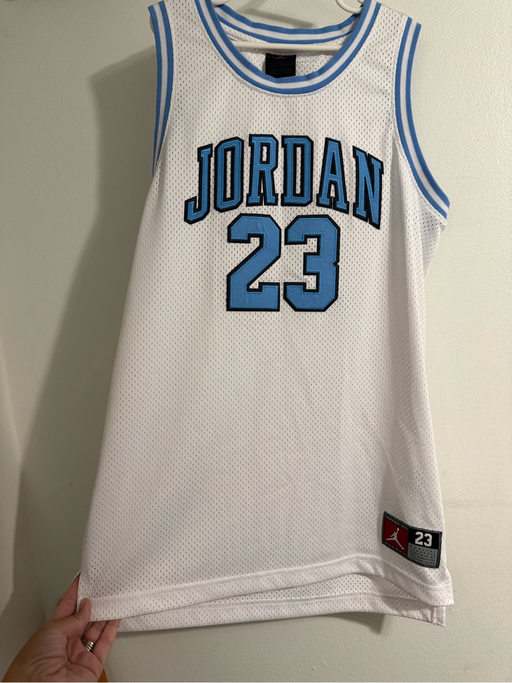 Jordan White & Light Blue Kids Mesh Basketball Jersey Dress